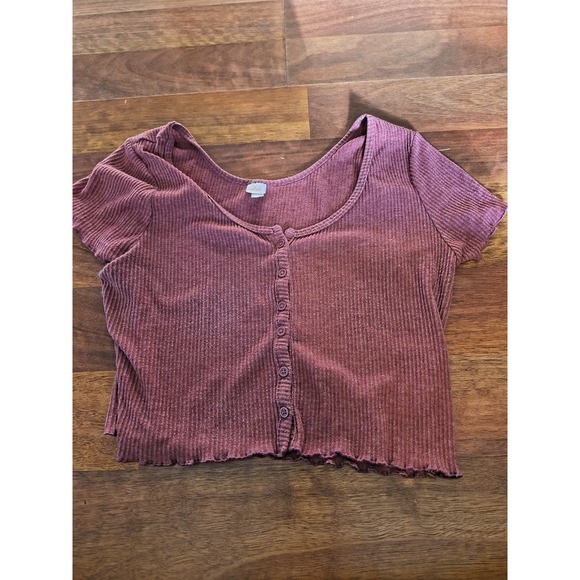 Colsie Pink Ribbed Crop Top Large - Picture 1 of 8